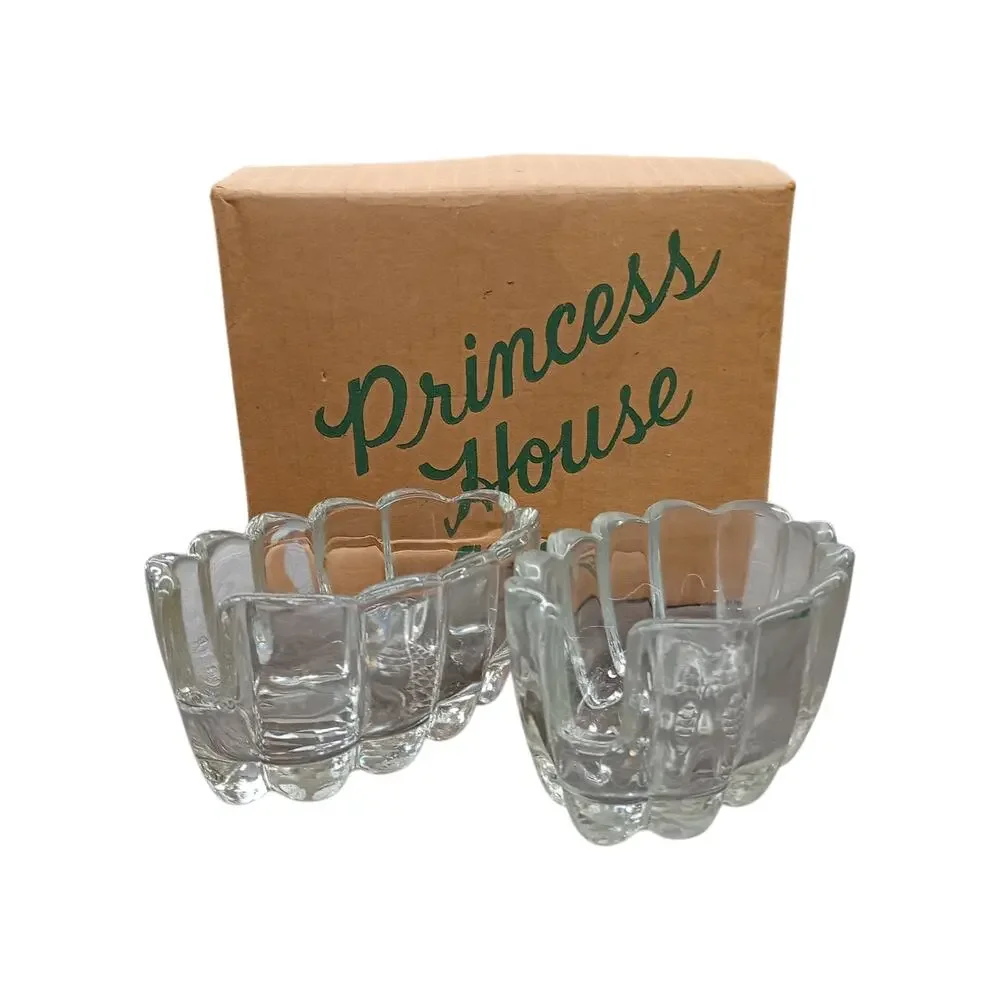 Lot of 2 Princess House Crystal Utensil Spoon & Fork Rest Holders #438 Vintage